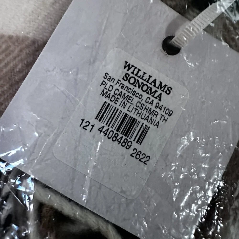 Williams Sonoma Cashmere Jacquard Nova Check Plaid Scarf Throw 58